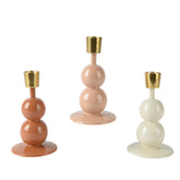 Decoris Iron Candleholder with Round Balls 15cm - White/Peach Pearl (3 Assorted)